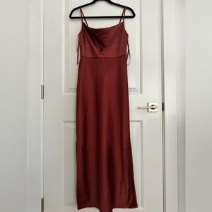 BHLDN Cali Satin Cowl-Neck Midi Slip Dress size 2